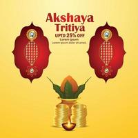 illustration de l'événement kshaya tritiya avec pièce d'or et kalash traditionnel vecteur