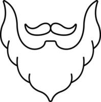 noir ligne art moustache avec barbe icône dans noir contour. vecteur