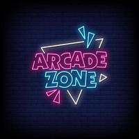 arcade zone néon signe vecteur de texte de style