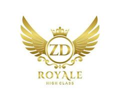 d'or lettre zd modèle logo luxe or lettre avec couronne. monogramme alphabet . magnifique Royal initiales lettre. vecteur