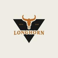 Créatif ancien Texas longhorn pays occidental logo conception concept illustration idée vecteur