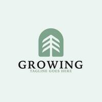 Créatif croissance logo combinaison avec pin arbre icône conception concept illustration idée vecteur
