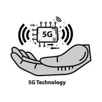 5g La technologie dans main icône, vecteur illustration, plat conception. sur blanc Contexte.