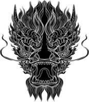 main tiré visage dragon et thaïlandais ligne art. isoler sur blanc et illustration dragon.dragon symboles, divers géométrique formes. vecteur