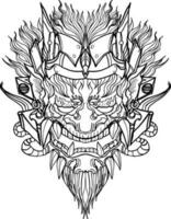 main tiré visage dragon et thaïlandais ligne art. isoler sur blanc et illustration dragon.dragon symboles, divers géométrique formes. vecteur