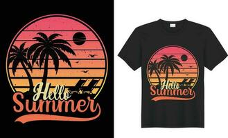 été T-shirt conception, été paradis, surf paradis, pause le vagues, mer plage, californie plage, Père Noël Monica plage avec paume des arbres silhouettes, typographie, imprimer, vecteur illustration.global échantillons.