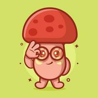 mignonne champignon personnage mascotte avec D'accord signe main geste isolé dessin animé dans plat style conception vecteur