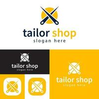 tailleur magasin logo. Jaune , noir et blanc couleur. vecteur illustration. abstrait textile logo modèle.textile marquer. Facile et minimal.