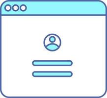 en ligne utilisateur s'identifier icône dans bleu et blanc couleur. vecteur