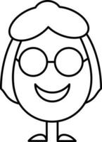 dessin animé femelle Oeuf portant des lunettes de protection dans contour style. vecteur