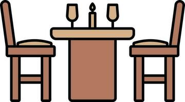 dîner table icône dans marron couleur. vecteur