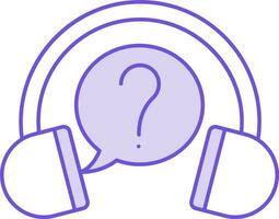 demander question avec casque de musique icône dans violet et blanc couleur. vecteur