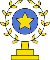 couronne trophée icône dans bleu et Jaune couleur. vecteur