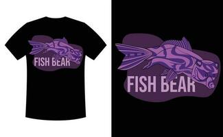 unique poisson ours T-shirt conception. une mélanger entre poisson et ours. vecteur, illustration, T-shirt. vecteur