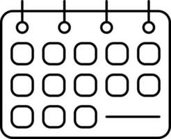 plat style calendrier icône dans noir ligne art. vecteur