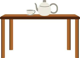 gris et marron tasse et théière sur table icône. vecteur