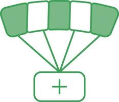 médical parachute icône dans vert et blanc couleur. vecteur