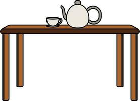 gris et marron tasse et théière sur table icône. vecteur