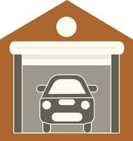 gris et marron véhicule garage icône ou symbole. vecteur