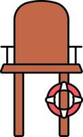 sauveteur chaise icône dans marron et rouge couleur. vecteur