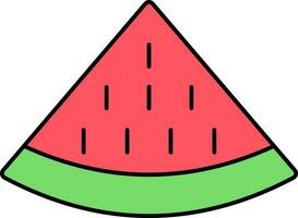 pastèque tranche icône dans rouge et vert couleur. vecteur
