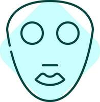 bleu mince ligne art visage pack sqaure icône ou symbole. vecteur