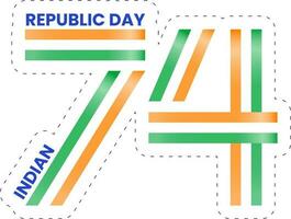 soixante-dix quatre ans de république jour, Indien nationale drapeau tricolore icône dans plat style. vecteur