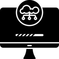 nuage l'informatique dans moniteur icône. vecteur