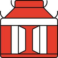 pagode icône dans rouge et blanc couleur. vecteur