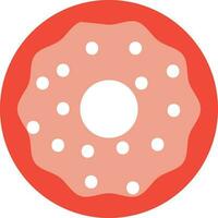 Donut icône dans rouge et blanc couleur. vecteur
