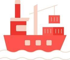 rouge cargaison navire icône ou symbole. vecteur
