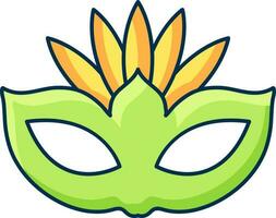 illustration de Jaune et vert Couleur carnaval masque icône dans plat style. vecteur