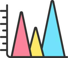 coloré Triangle bar graphique icône. vecteur