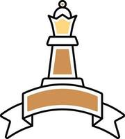 échecs reine avec ruban icône dans marron et Jaune couleur. vecteur