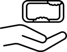 ligne art illustration de main avec savon icône. vecteur