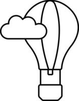 en volant chaud air ballon dans nuage ligne art icône. vecteur
