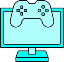 ordinateur avec vidéo Jeu icône ou symbole dans cyan couleur. vecteur