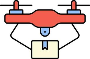 drone avec livraison boîte pour air livraison icône dans rouge et bleu couleur. vecteur