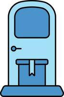 livraison boîte sur porte icône dans bleu couleur. vecteur