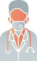 médecin portant masque icône dans gris et Orange couleur. vecteur