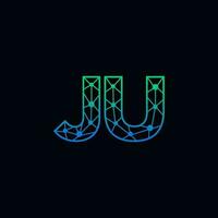 abstrait lettre ju logo conception avec ligne point lien pour La technologie et numérique affaires entreprise. vecteur