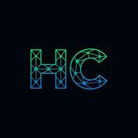 abstrait lettre hc logo conception avec ligne point lien pour La technologie et numérique affaires entreprise. vecteur