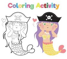 éducatif imprimable coloration feuille de travail. coloration pirate illustration. coloration activité pour les enfants. vecteur contour pour coloration page.