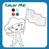 coloration activité pour les enfants. 4e de juillet coloration page pour Jardin d'enfants et préscolaire les enfants. éducatif imprimable coloration feuille de travail. vecteur déposer.
