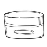 crème dans une pot. produits de beauté. visage et corps se soucier des produits. vecteur dessiné à la main griffonnage illustration. noir et blanc contour