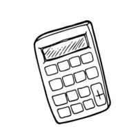 linéaire vecteur icône de le école calculatrice dans griffonnage esquisser style