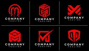 moderne numérique ligne lettre m logo conception empaqueter. La technologie initiale m logo marque. vecteur