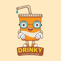 vecteur de logo de mascotte de boisson gazeuse dans un style design plat