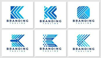 moderne numérique ligne lettre k logo conception ensemble. La technologie cyber initiale k logo. vecteur