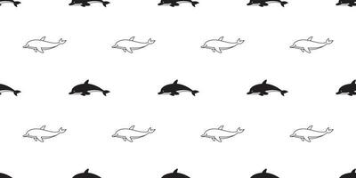 dauphin sans couture modèle vecteur poisson illustration baleine requin ailette écharpe isolé tuile Contexte répéter fond d'écran noir blanc